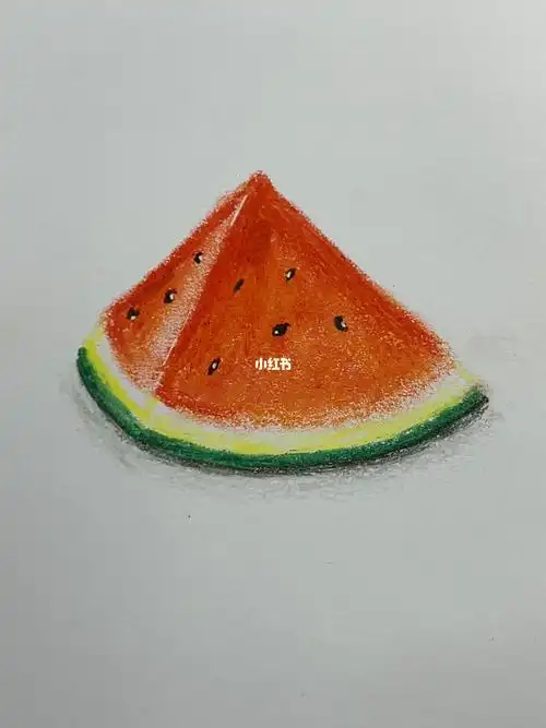用油画棒画西瓜
