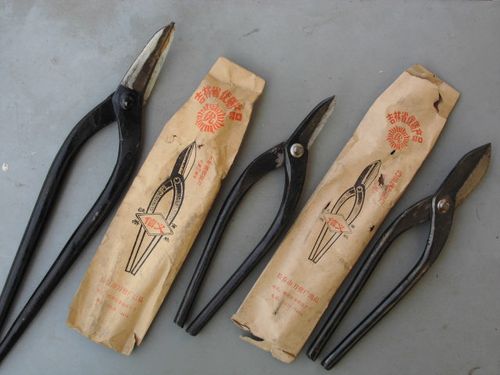 八十年代信义牌金月牌老式锻打铁皮剪贴钢重型白铁剪刀直腿铁皮剪