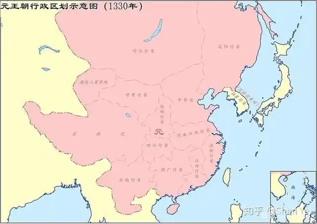 元朝行政区划示意图(1330年)