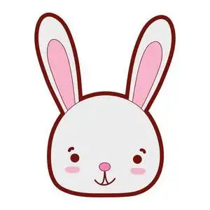 兔子野生动物矢量插图线偶大象野生动物景观矢量插图彩色线微笑兔头