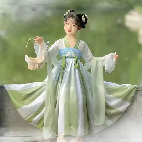 夏季2023新款夏装古装女童汉服连衣裙夏款儿童裙子小女孩童装薄款
