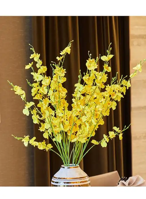 跳舞兰仿真花欧式客厅插花干花餐桌摆花玄关假花花艺家居软装饰品 6支