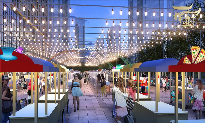 室外设计效果图-夜市