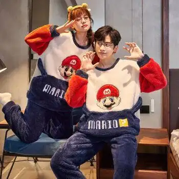 冬季新款情侣睡衣2021情侣睡衣女冬季珊瑚绒加厚韩版可爱保暖套装秋冬