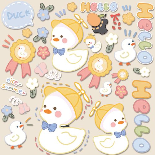 卡通可爱鸭贴画行李箱旅行箱笔记本电脑手机壳ipad小药箱贴纸防水