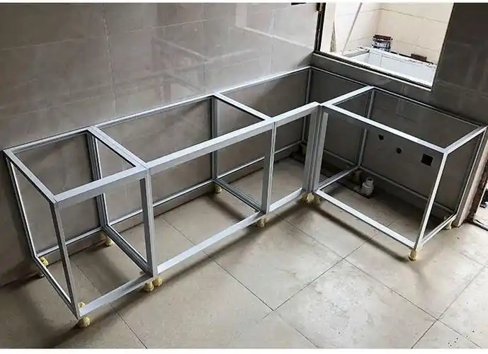 定制瓷砖橱柜铝合金框架型材 厨房整体陶瓷橱柜加厚铝材