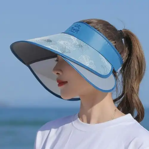 2021新款太阳帽夏季空顶骑车遮脸大沿紫外线骑行帽子