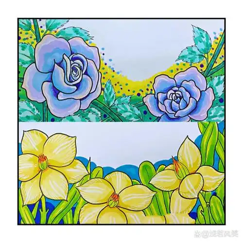 儿童画常用万能植物素材马克笔上色