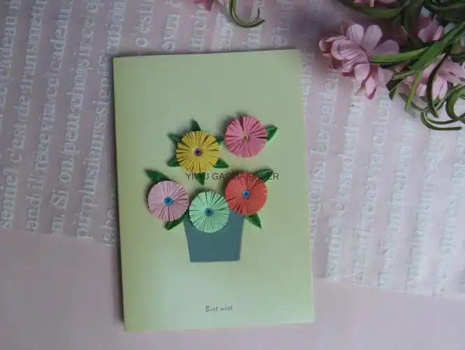 厂家直销衍纸贺卡 diy手工立体卡片 quilling card雏菊