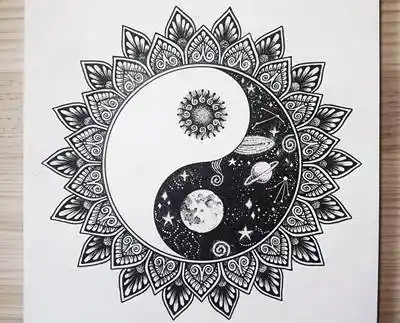 太极八卦图纹身手稿图案(6)