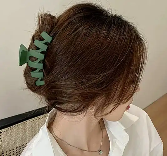 墨绿色超大号韩国新款磨砂鲨鱼夹女后脑勺抓夹发卡盘头发夹子头饰