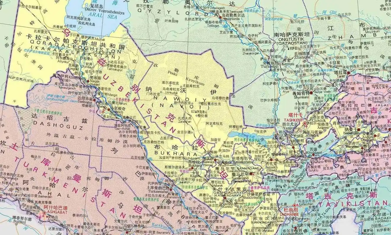 乌兹别克斯坦地图中文版