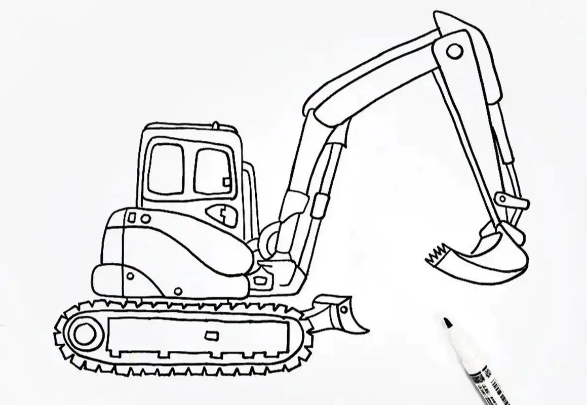 忙碌的挖掘机 并巧用撕贴表现粗糙,凹凸,斑驳的泥块 让我们一起用画笔