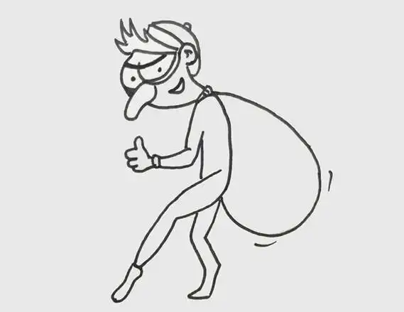 卡通形象小偷小偷简单画法图解教程简笔画怎么画步骤教程