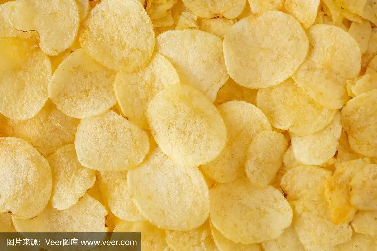 脆薯片零食纹理背景俯视图