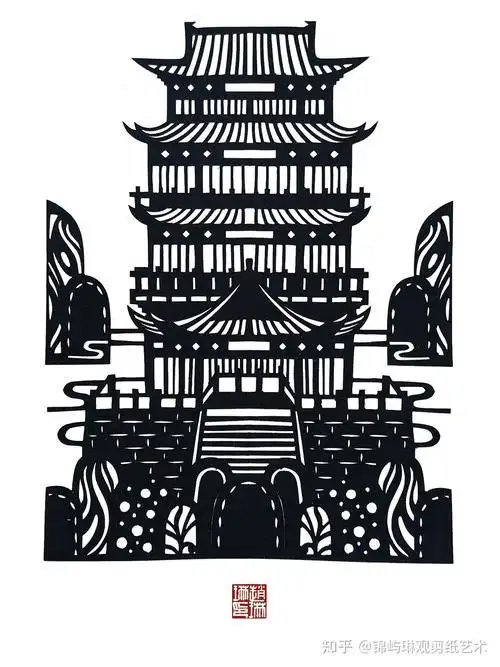 建筑剪纸四大名楼