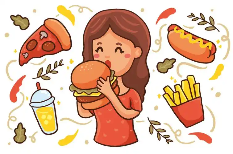 吃汉堡的女子矢量素材aiepspng