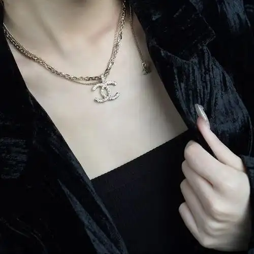 中检chanel香奈儿女项链经典双c浮雕双链项链