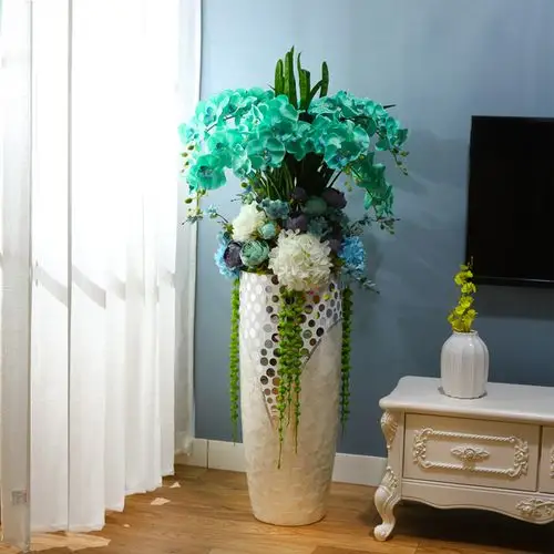 北欧客厅落地大花瓶蝴蝶兰仿真玄关花艺现代简约插花花瓶