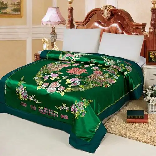 杭州丝绸软缎被面子 杭州丝绸棉被套软缎织锦缎绸缎面被面子婚庆龙凤