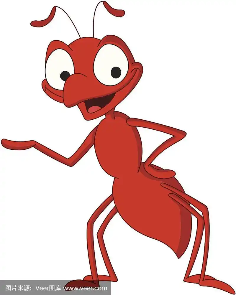白色背景上的红色蚂蚁的矢量卡通