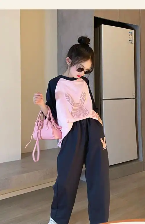 女童夏季套装2024新款网红儿童夏装休闲童装女大童爆款运动两件套