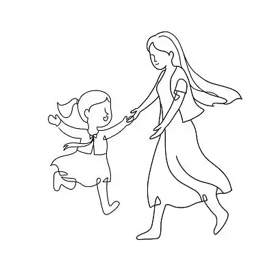 母亲节元素母女亲情线条元素欢乐母爱png素材