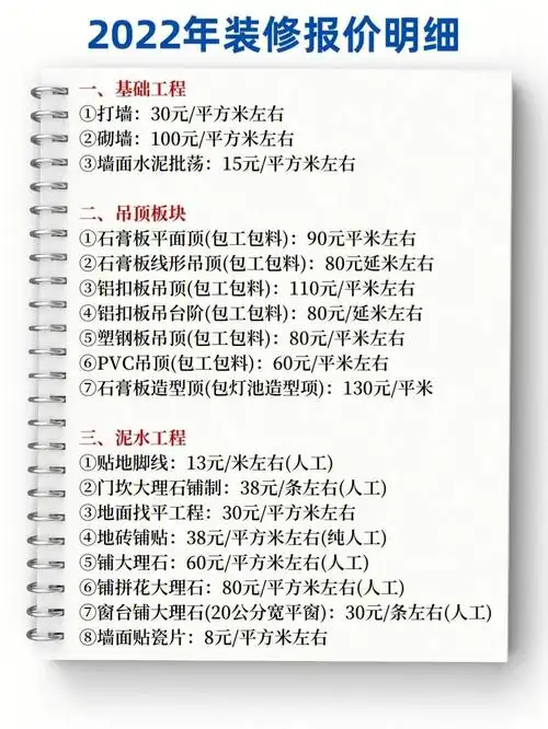 2022年装修材料报价清单水电施工攻略