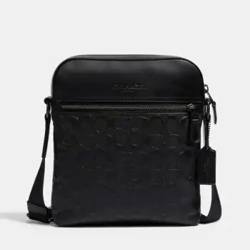 送男友蔻驰coach奢侈品男士小号单肩斜挎包黑色皮质4009qbbk