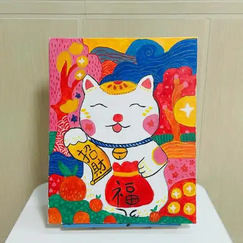 丙烯画临摹招财猫