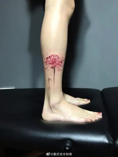 脚踝纹身图案女时尚