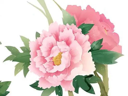 卡通牡丹花元素