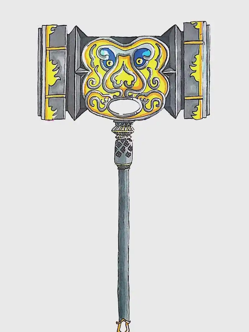 唐三昊天锤马克笔手绘 画工粗糙,马克笔昊天锤正面图,拿走不谢 斗罗