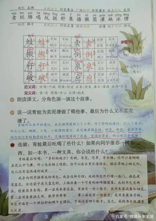 二年级语文下《青蛙卖泥塘》知识点