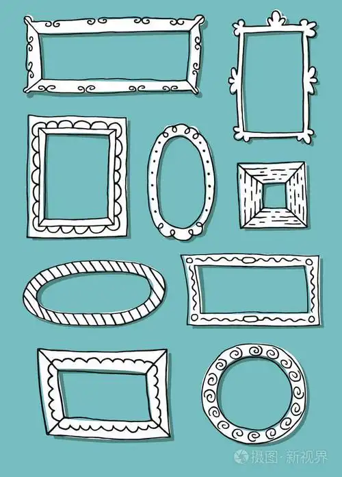 一组手绘草图框架矢量图