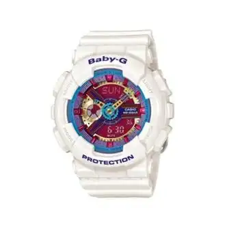 卡西欧casiobabyg系列潮流时尚撞色绚彩防水双显石英机芯女表彩虹色