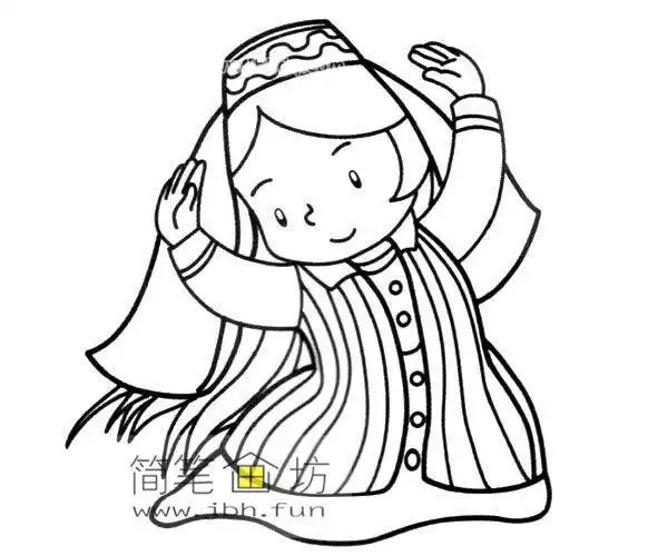 画哈萨克族女孩跳舞的简笔画跳舞女孩的简笔画图片舞蹈的人们幼儿简笔