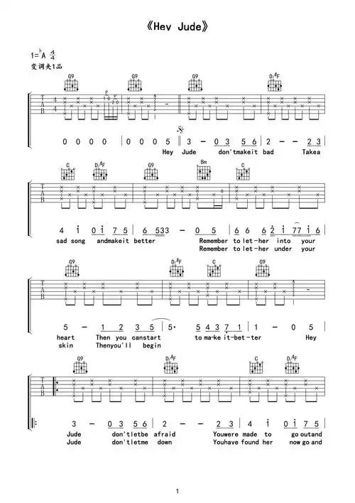 hey jude吉他谱  披头士最热销的单曲,竟是为他写的1