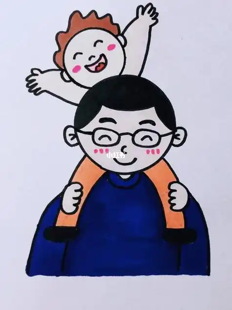 父亲节简笔画彩色内容多一些
