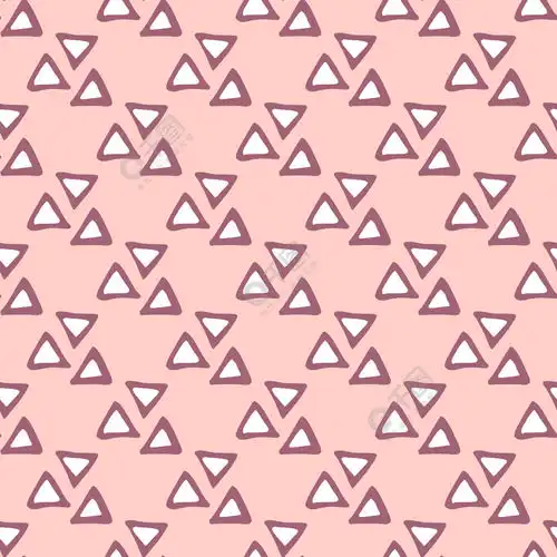 粉红色背景上的几何三角形无缝图案创意涂鸦几何壁纸织物设计纺织品