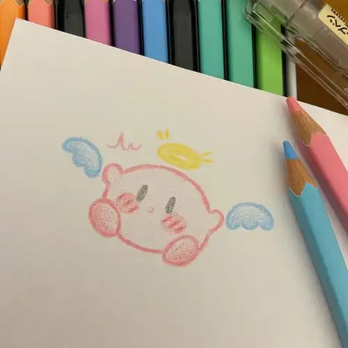 彩铅画星之卡比