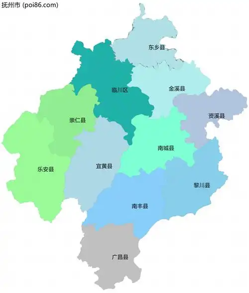 抚州市边界地图