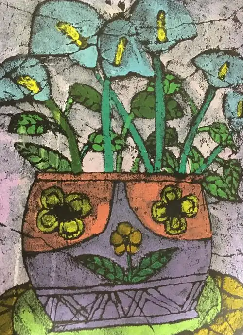 彩色版画《花》