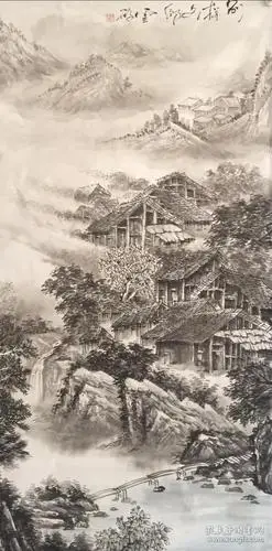 王云鹤大幅水墨山水画《别样山村》_国画新山水画_孔夫子旧书网