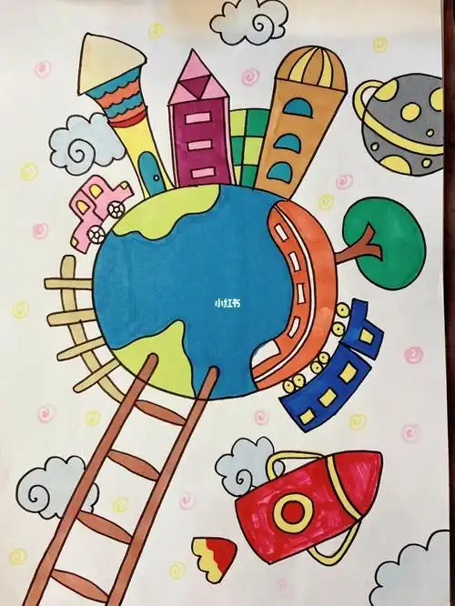 未来世界简笔画人文绘画