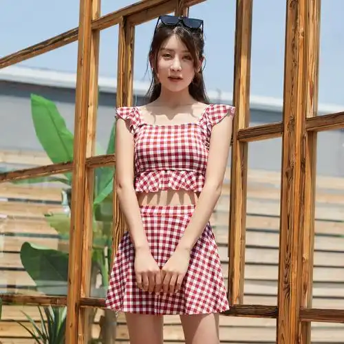 泳衣女显瘦遮肚仙女范学生保守两件套分体式可爱少女甜美韩国ins