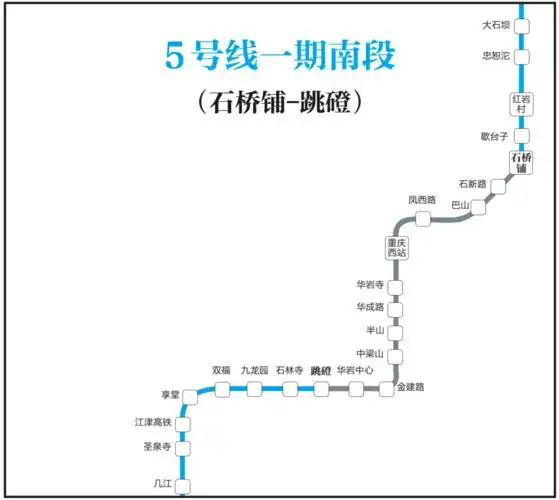 地铁5号线石桥铺至跳磴段进入不载客试运行阶段_重庆