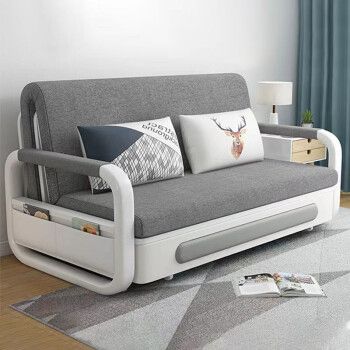 多功能可折叠15米12米客厅小户型伸缩推拉双人两用可储物沙发浅灰色