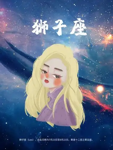 十二星座狮子座原创插画海报