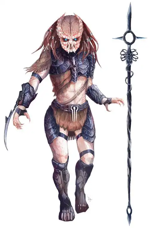 全国插画双年展异形铁血战士人外怪物幻想生物"我在水中看见了月亮,在